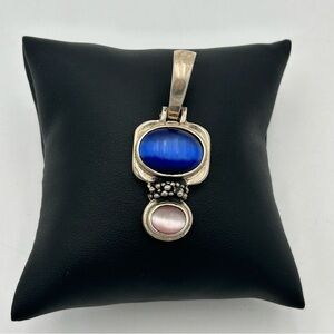 Vintage Sterling Silver Blue and Pink Pendant
